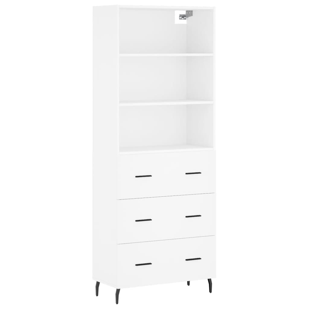 Highboard White 69,5x34x180 cm Engineered Wood