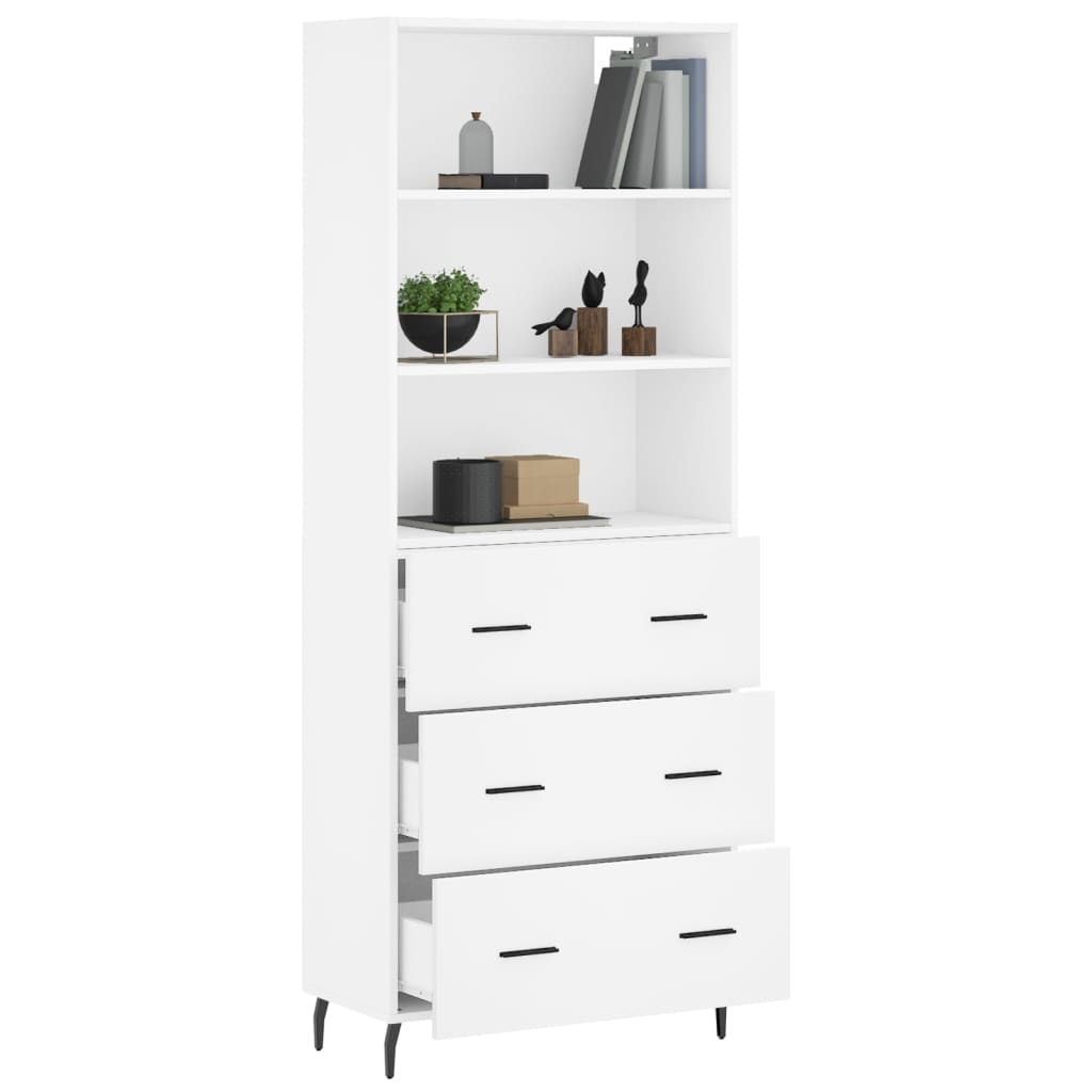 Highboard White 69,5x34x180 cm Engineered Wood