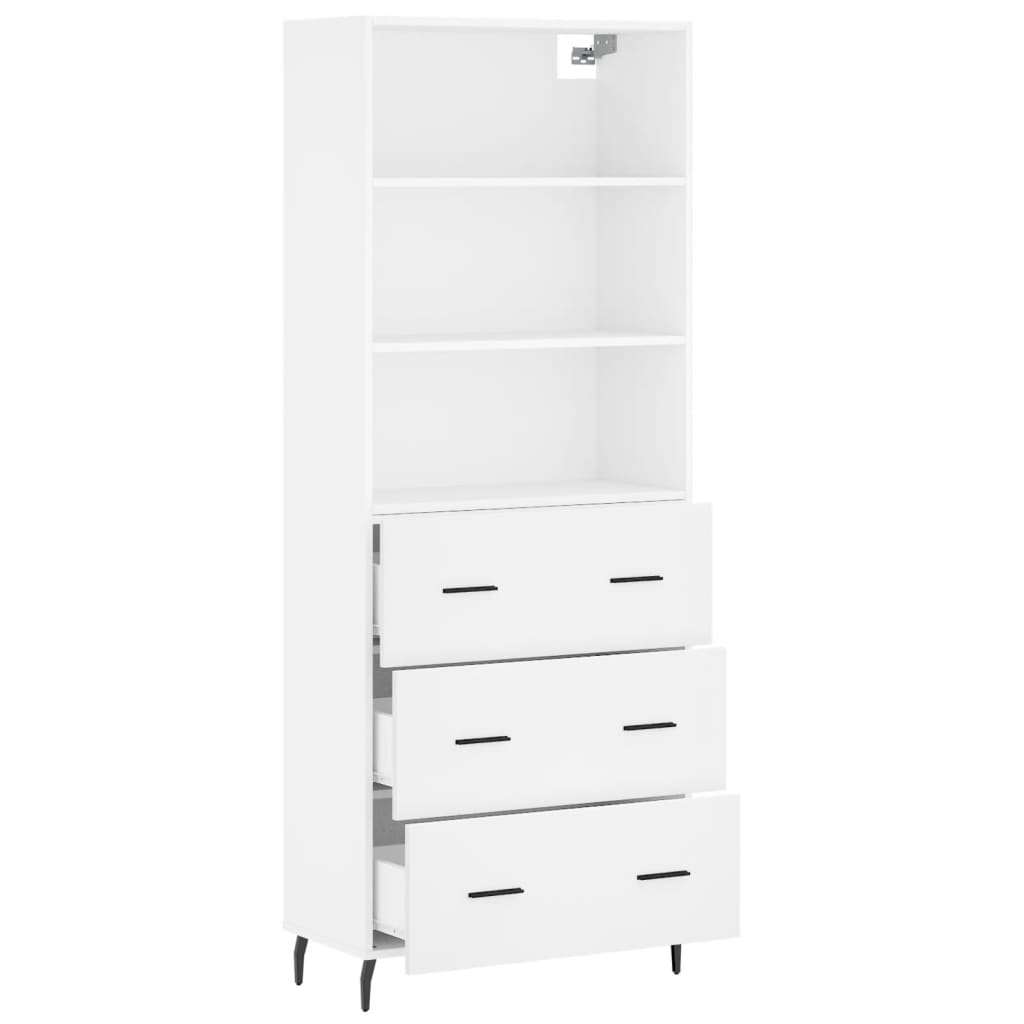 Highboard White 69,5x34x180 cm Engineered Wood
