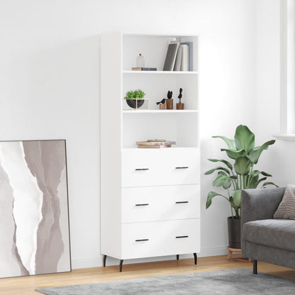 Highboard White 69,5x34x180 cm Engineered Wood