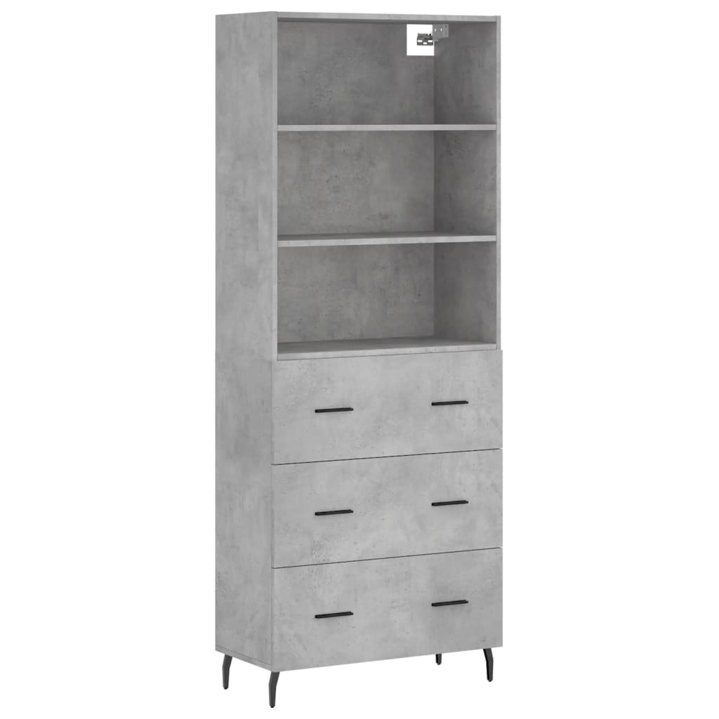 Highboard Concrete Grey 69,5x34x180 cm Engineered Wood