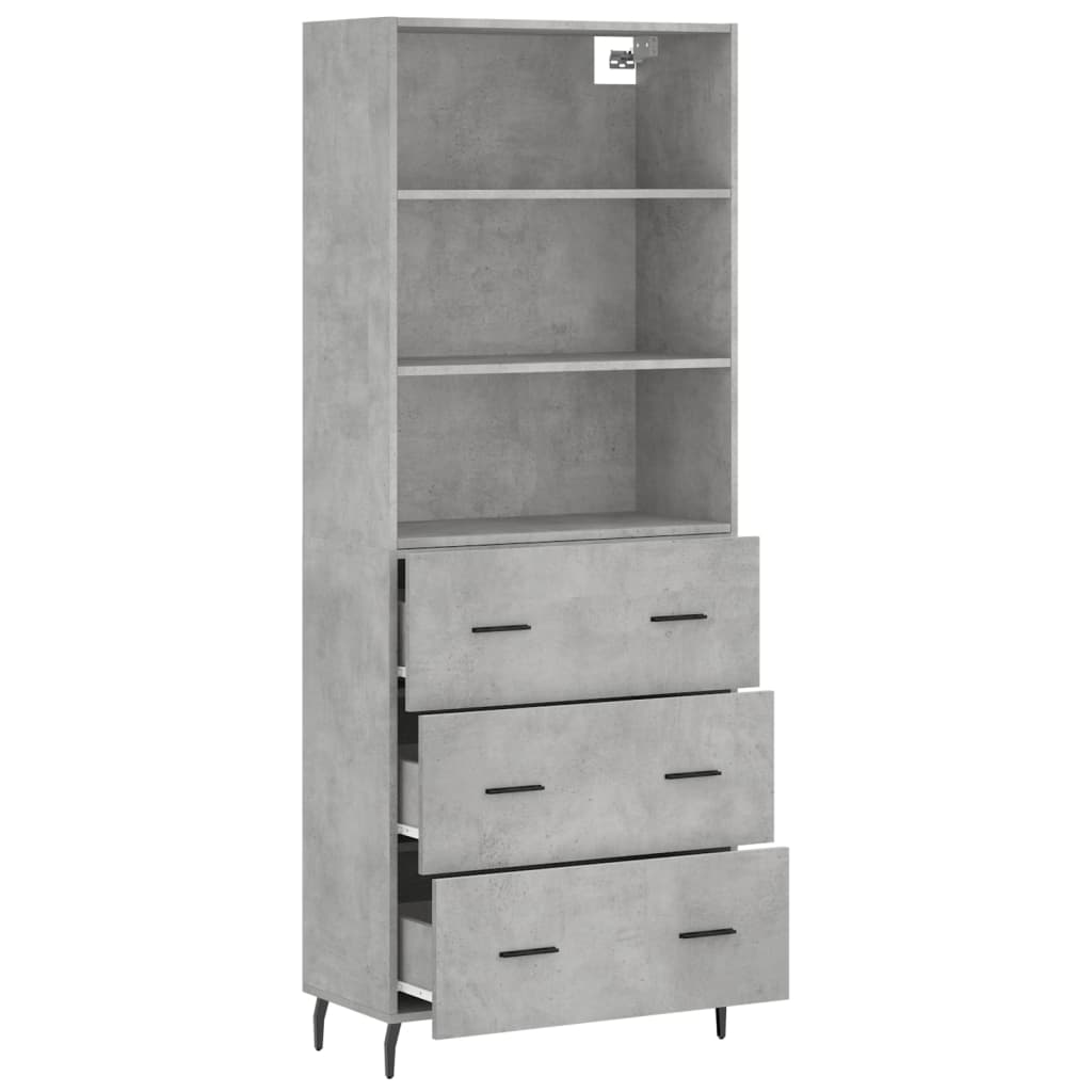 Highboard Concrete Grey 69,5x34x180 cm Engineered Wood