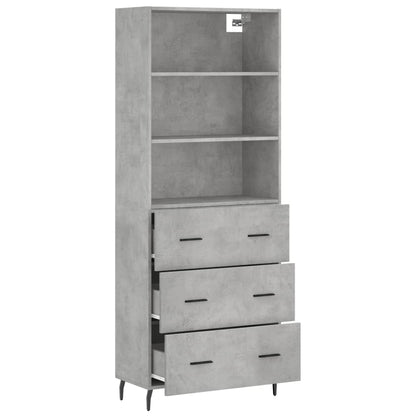 Highboard Concrete Grey 69,5x34x180 cm Engineered Wood