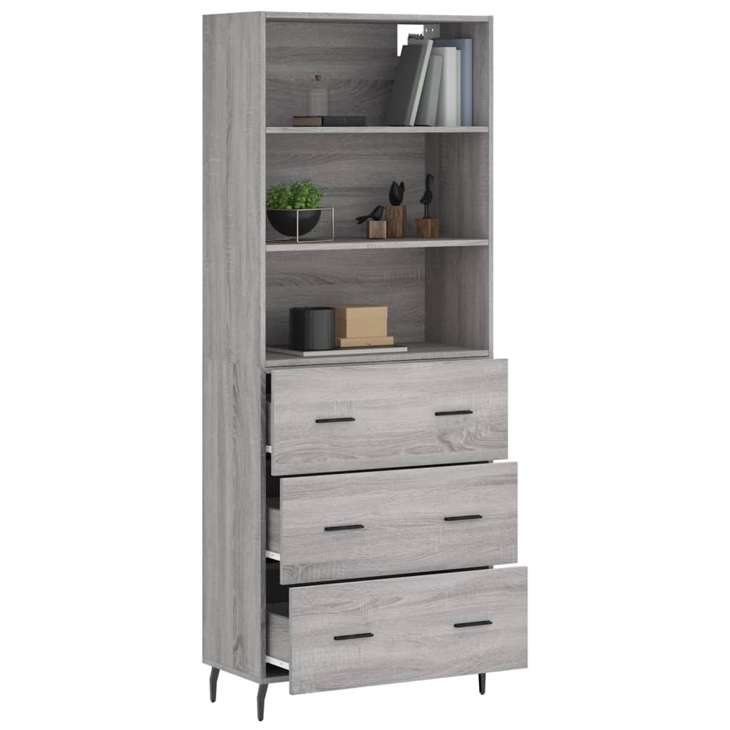 Highboard Grey Sonoma 69,5x34x180 cm Engineered Wood