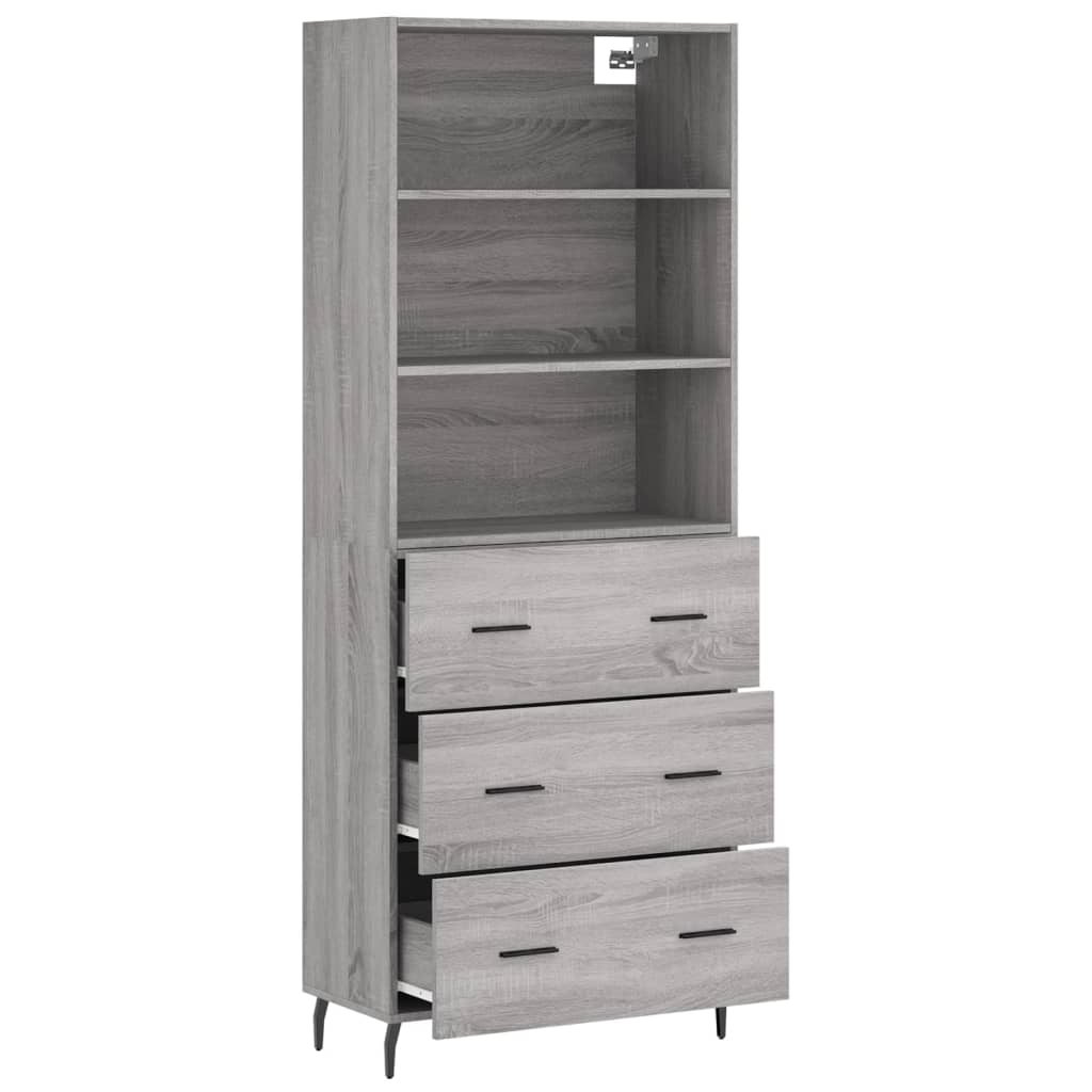 Highboard Grey Sonoma 69,5x34x180 cm Engineered Wood