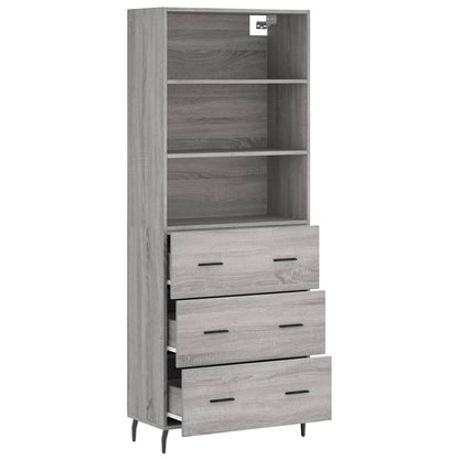 Highboard Grey Sonoma 69,5x34x180 cm Engineered Wood