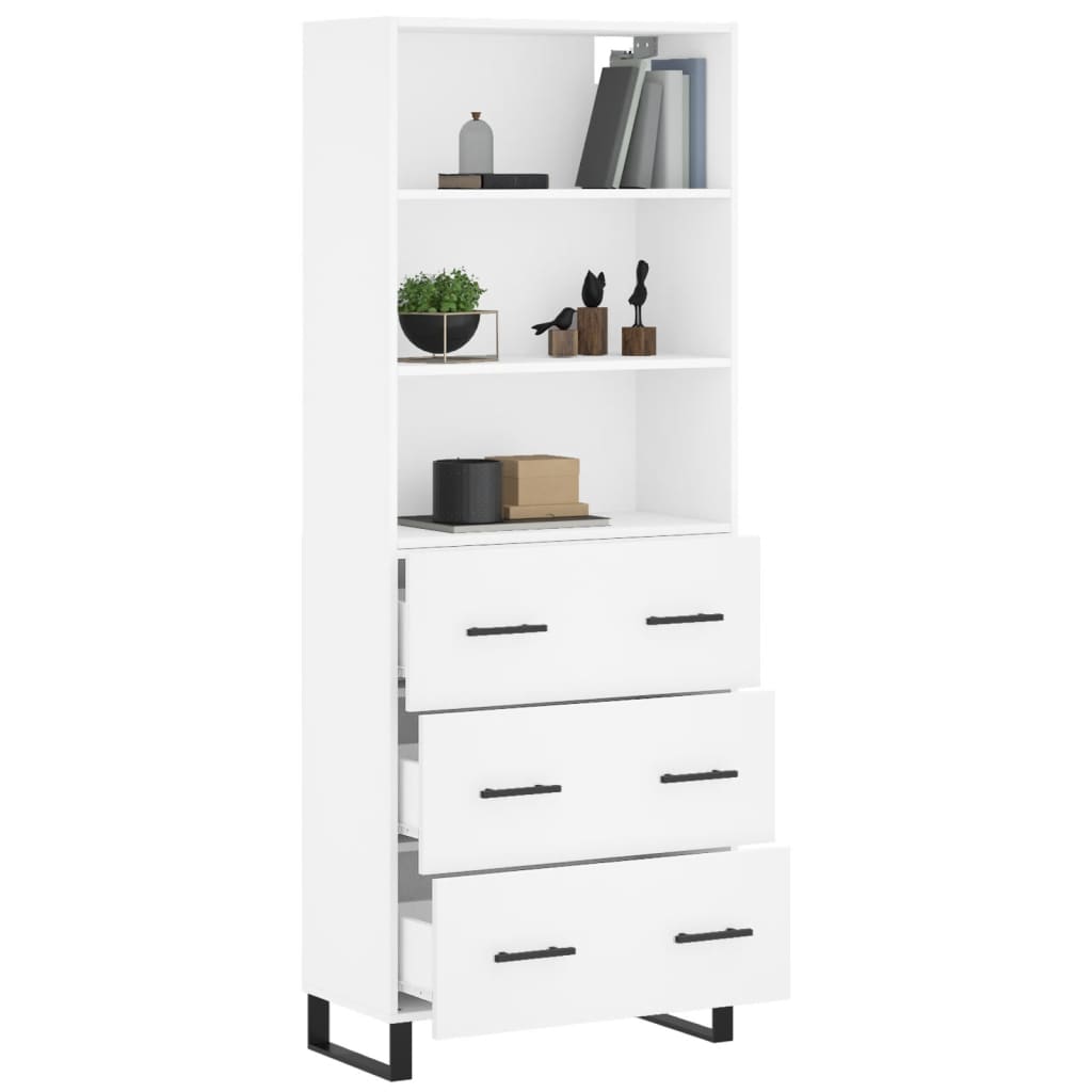 Highboard White 69,5x34x180 cm Engineered Wood