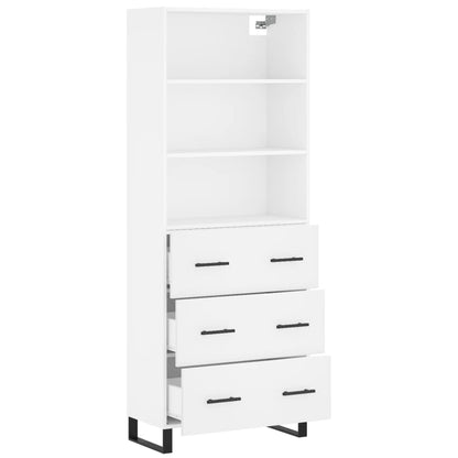 Highboard White 69,5x34x180 cm Engineered Wood