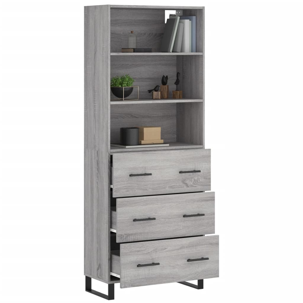 Highboard Grey Sonoma 69.5x34x180 cm Engineered Wood