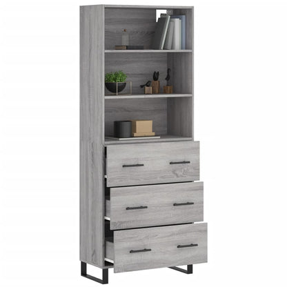 Highboard Grey Sonoma 69.5x34x180 cm Engineered Wood