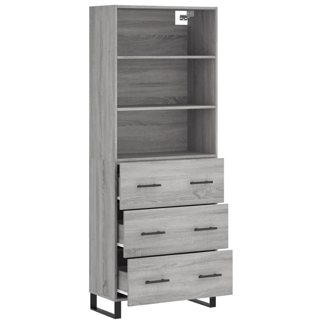 Highboard Grey Sonoma 69.5x34x180 cm Engineered Wood