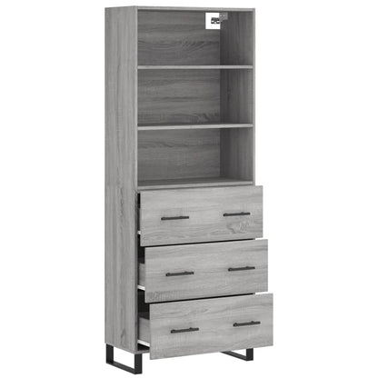 Highboard Grey Sonoma 69.5x34x180 cm Engineered Wood