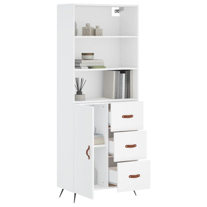 Highboard White 69,5x34x180 cm Engineered Wood