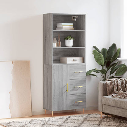 Highboard Grey Sonoma 69,5x34x180 cm Engineered Wood