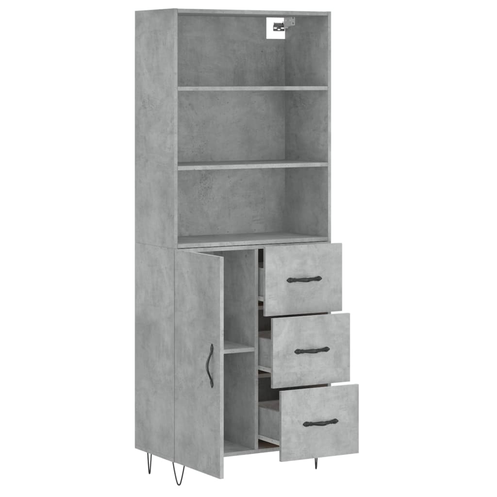 Highboard Concrete Grey 69,5x34x180 cm Engineered Wood