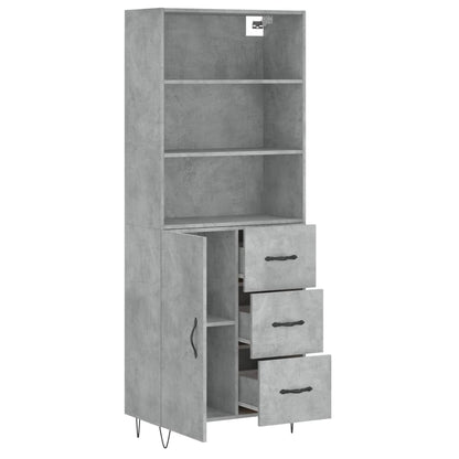 Highboard Concrete Grey 69,5x34x180 cm Engineered Wood
