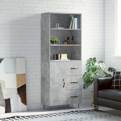 Highboard Concrete Grey 69,5x34x180 cm Engineered Wood