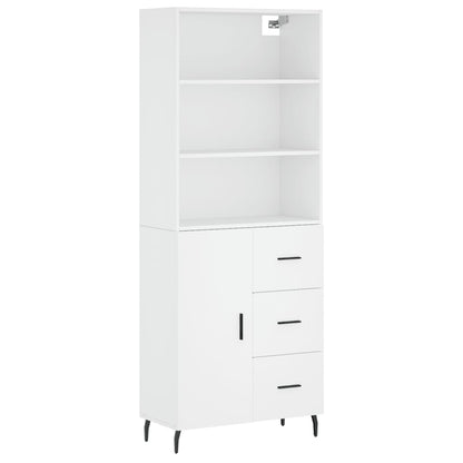 Highboard White 69.5x34x180 cm Engineered Wood