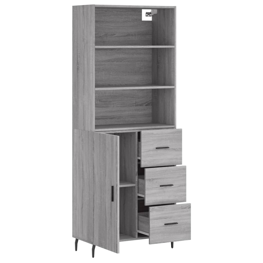 Highboard Grey Sonoma 69,5x34x180 cm Engineered Wood