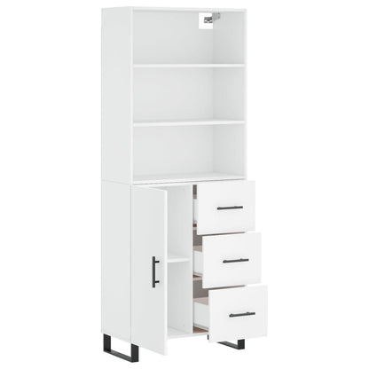 Highboard White 69.5x34x180 cm Engineered Wood