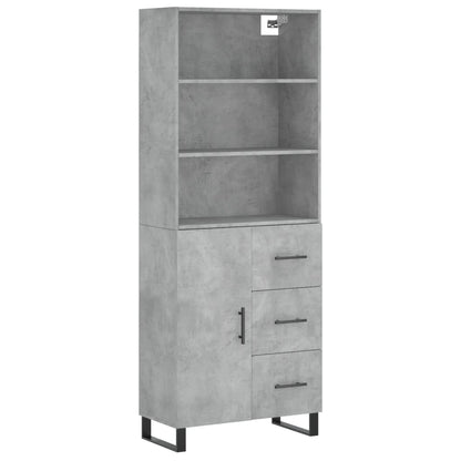 Highboard Concrete Grey 69.5x34x180 cm Engineered Wood