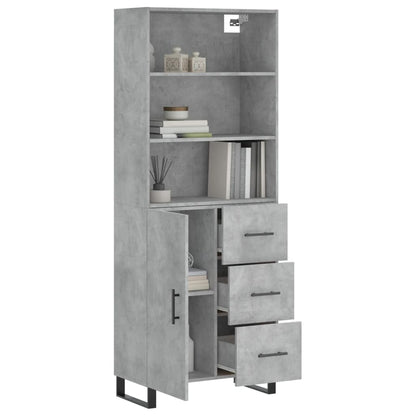Highboard Concrete Grey 69.5x34x180 cm Engineered Wood