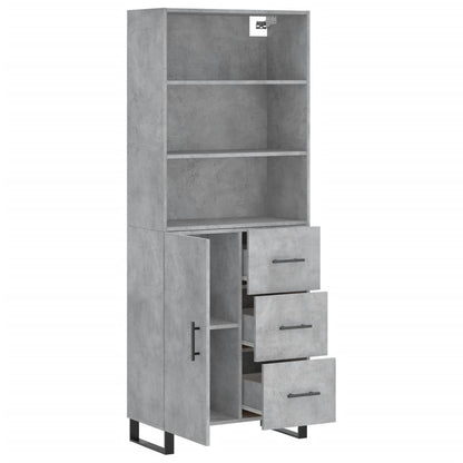 Highboard Concrete Grey 69.5x34x180 cm Engineered Wood