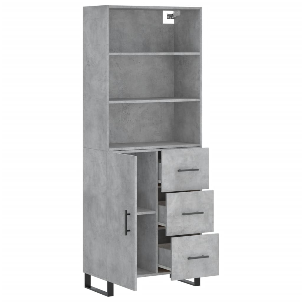 Highboard Concrete Grey 69,5x34x180 cm Engineered Wood