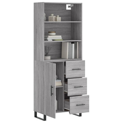 Highboard Grey Sonoma 69.5x34x180 cm Engineered Wood