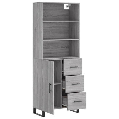 Highboard Grey Sonoma 69,5x34x180 cm Engineered Wood