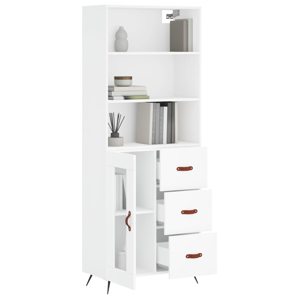 Highboard White 69,5x34x180 cm Engineered Wood