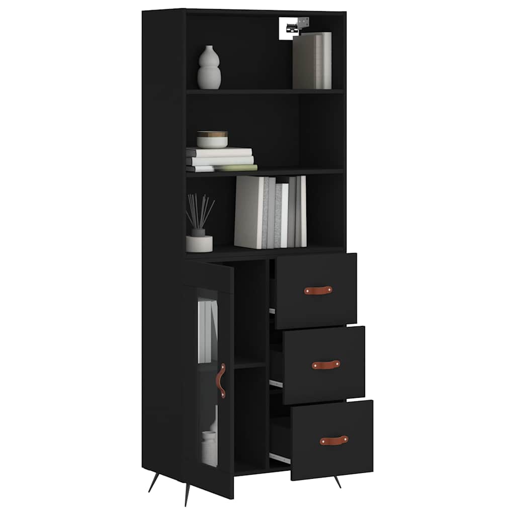 Highboard Black 69,5x34x180 cm Engineered Wood