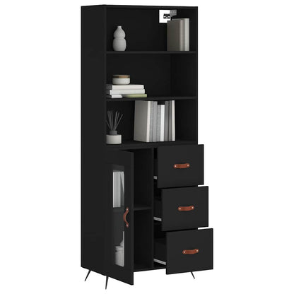 Highboard Black 69,5x34x180 cm Engineered Wood