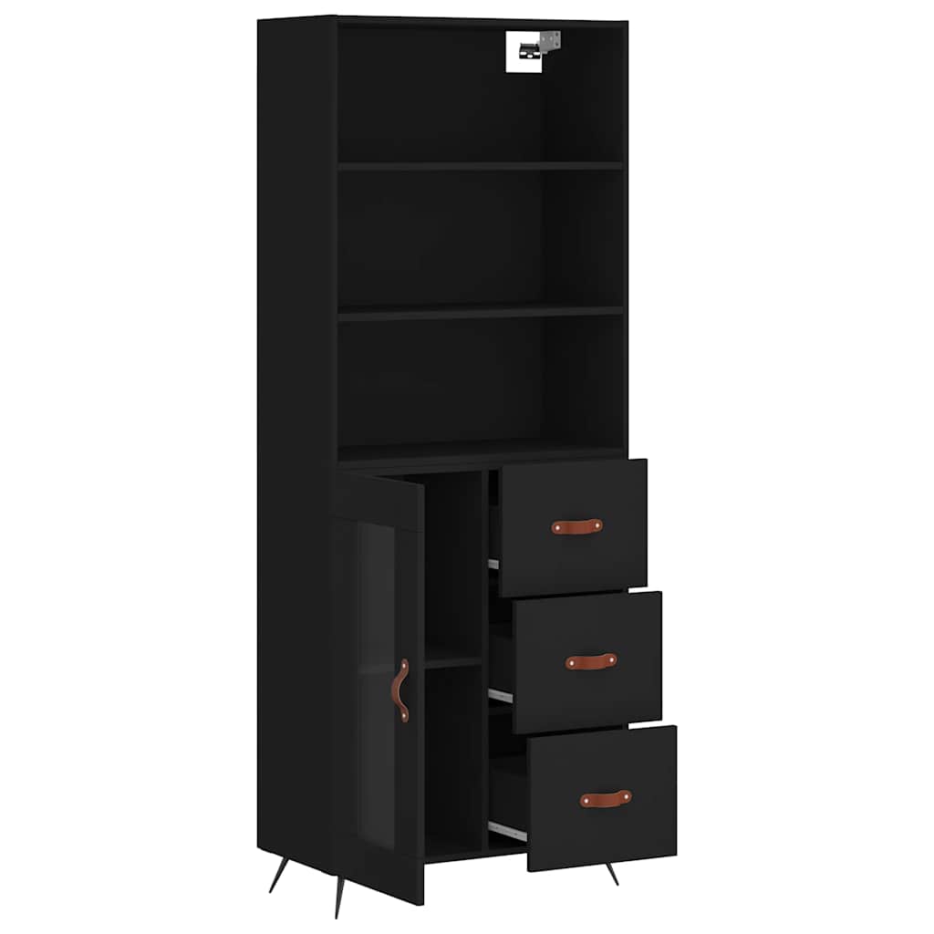 Highboard Black 69.5x34x180 cm Engineered Wood