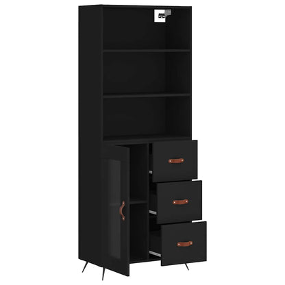 Highboard Black 69.5x34x180 cm Engineered Wood