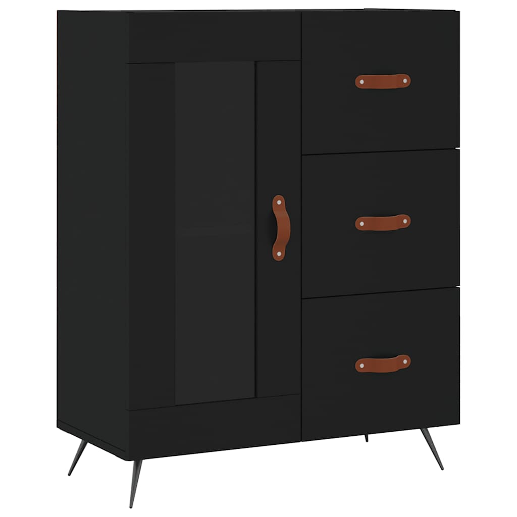 Highboard Black 69.5x34x180 cm Engineered Wood
