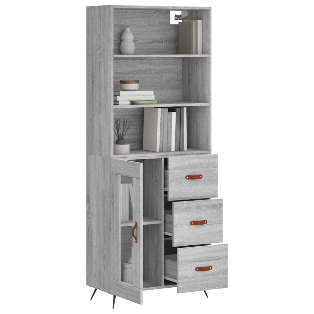 Highboard Grey Sonoma 69.5x34x180 cm Engineered Wood