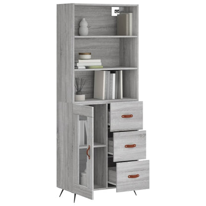 Highboard Grey Sonoma 69.5x34x180 cm Engineered Wood
