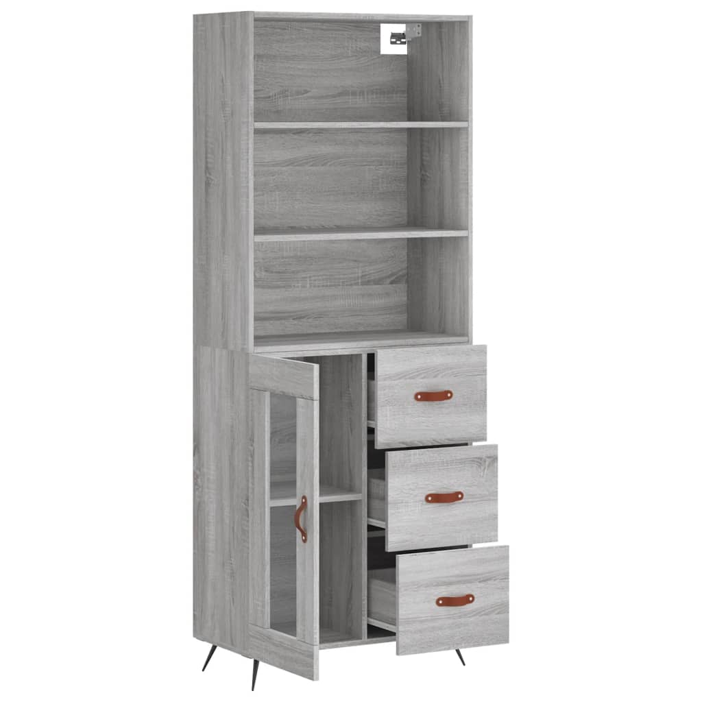 Highboard Grey Sonoma 69.5x34x180 cm Engineered Wood