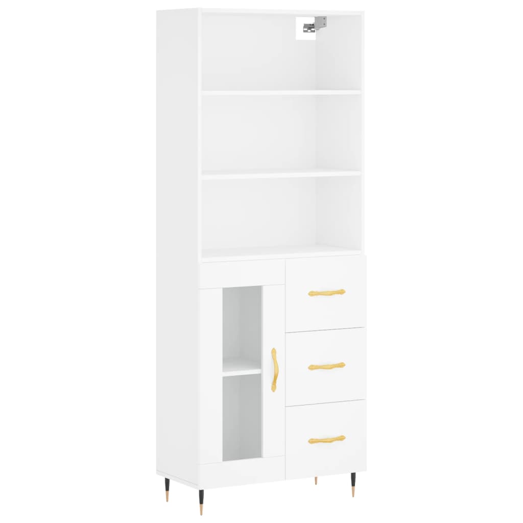 Highboard White 69.5x34x180 cm Engineered Wood
