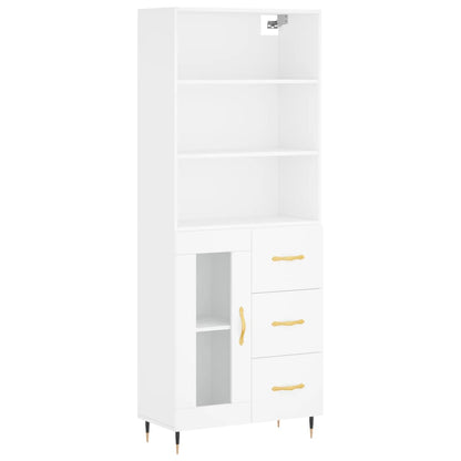 Highboard White 69.5x34x180 cm Engineered Wood