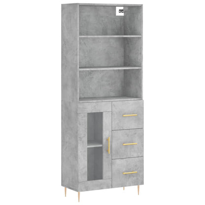 Highboard Concrete Grey 69,5x34x180 cm Engineered Wood
