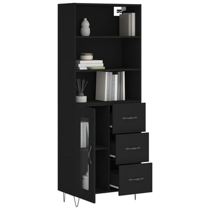 Highboard Black 69.5x34x180 cm Engineered Wood