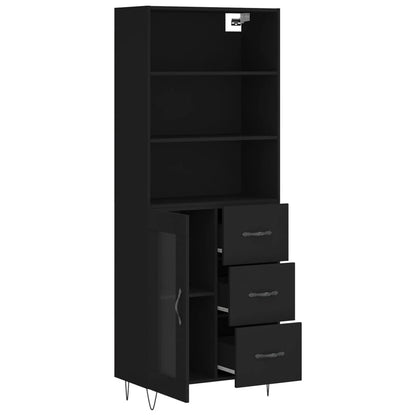 Highboard Black 69.5x34x180 cm Engineered Wood