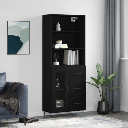 Highboard Black 69,5x34x180 cm Engineered Wood