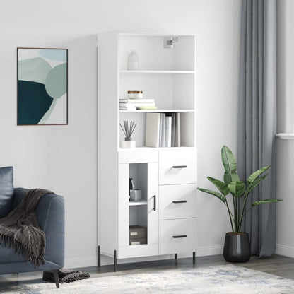 Highboard White 69,5x34x180 cm Engineered Wood