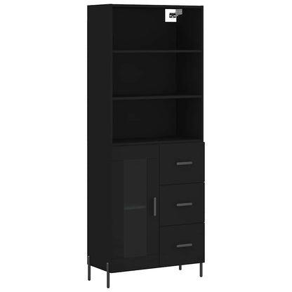 Highboard Black 69,5x34x180 cm Engineered Wood