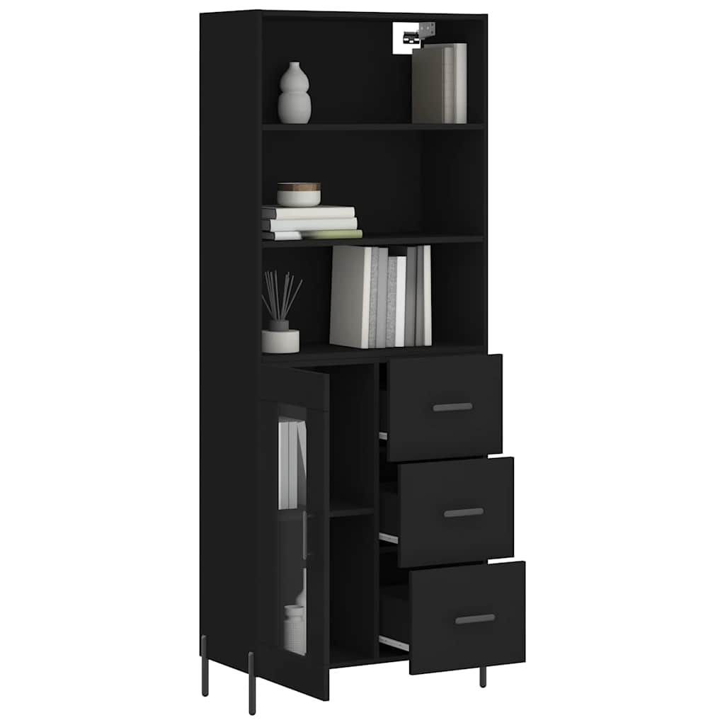 Highboard Black 69.5x34x180 cm Engineered Wood