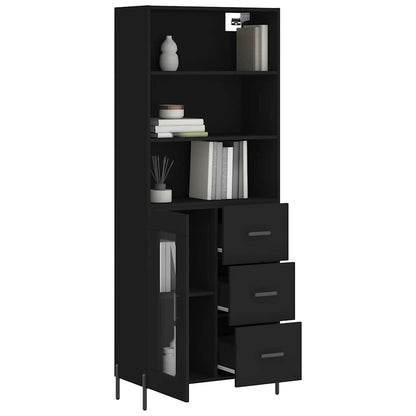 Highboard Black 69.5x34x180 cm Engineered Wood