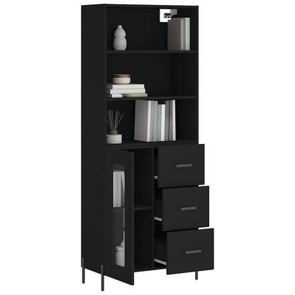 Highboard Black 69.5x34x180 cm Engineered Wood
